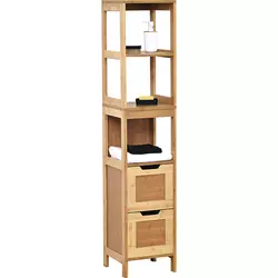 Tendance ormarić za kupatilo sa 2 fioke i 3 police Mahe 30X30X144,5Cm Mdf Bambus