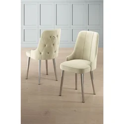 Hanah Home set trpezarijskih stolica Newa 8 kom, krem tkanina Babyface, hromirane metalne noge