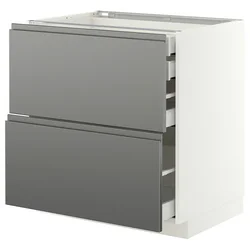 METOD / MAXIMERA Pod.orm.2front/2dnj/1srd/1vis.fiok, bela/Voxtorp im. nerđajućeg čelika, 80x60 cm