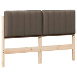Vidaxl Tapecirano vzglavje Rjava in taupe 140 cm Masivno borovo les