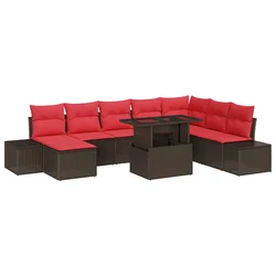 vidaXL vidaXL Vrtna sedežna garnitura s shranjevanjem 9 pcs Rjava Poly ratan, (5000021498)