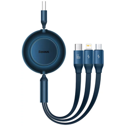 Baseus Bright Mirror 3, USB 3-in-1 cable for micro USB / USB-C / Lightning 66W / 2A 1.1m (Blue)