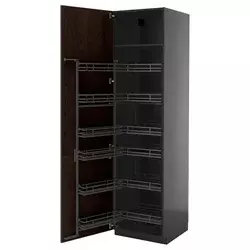 METOD Visoki element s izvlačnim fiokama, Crnosiva/Sinarp smeđa, 60x60x220 cm
