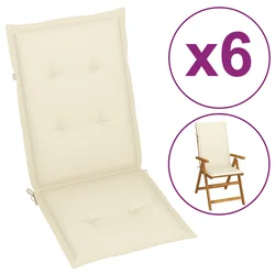 Jastuci za vrtne stolice 6 kom krem 120 x 50 x 3 cm od tkanine