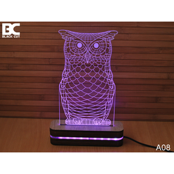 Black Cut 3D Lampa Sova, Roze