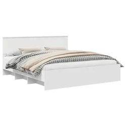 Vidaxl Konstrukcija postelje Bela 200 x 200 cm Konstruiran les