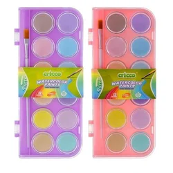 CRICCO Vodne barve, 12 barv + čopič, pastel