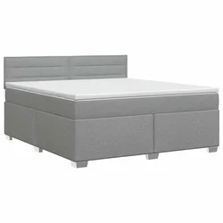 vidaXL Postelja boxspring z vzmetnico Svetlo siva 140 x 190 cm Blago