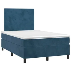 Vidaxl Box spring postelja z vzmetnico temno moder 120x190 cm žamet