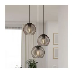 Eglo 901871 - Luster na sajli ALMANZORA 3xE27/60W/230V crna