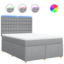 Vidaxl Box spring posteljni z vzmetnico svetlo siv 140x190 cm blago