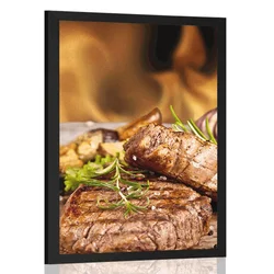 Plakat goveji steak na žaru - 20x30 silver