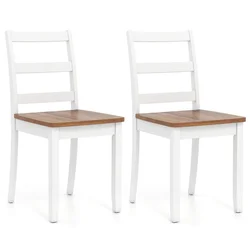 Costway Set 2 lesenih jedilnih stolov rustikalno rjavi