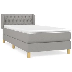 Vidaxl Box spring postelja z vzmetnico svetlo siva 90x190 cm blago