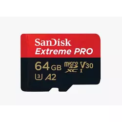 SDXC SANDISK MICRO 64GB EXTREME PRO, 200/90MB/s, A2, C10, UHS-I, U3, V30, adapter