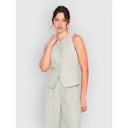 24 Colours 12480B Striped Button Down Tank Top green