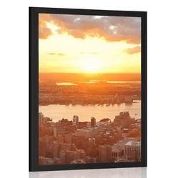 Plakat sončni zahod nad New Yorkom - 20x30 silver