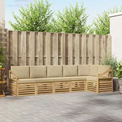 Set vanjskih sofa 6 pcs Bijela i bež 304 x 126,5 x 73 cm