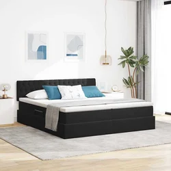 Krevet s od storage s madracem s uzglavljem Crna 90 x 200 cm