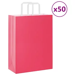 Papirnate vrećice 50 kom s ručkama ružičaste 26x12x35 cm