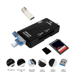 Čitač kartica USB JWD 6u1 OTG, Crni