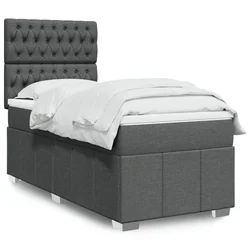 vidaXL Box spring postelja z vzmetnico temno siva 100x200 cm blago