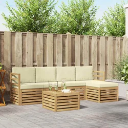 Set vanjskih sofa 6 pcs Bijela i krem 59 x 59 x 37 cm Poliester
