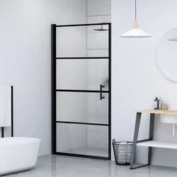Vrata za tuš-kabinu 91x195 cm napola mutno kaljeno staklo crna