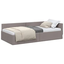 Vidaxl Kotna postelja z vzglavjem Taupe 80 cm x 200 cm blago