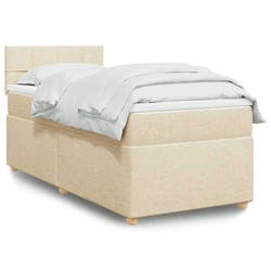 vidaXL vidaXL Box spring postelja z vzmetnico krem 90x190 cm blago, (21291073)