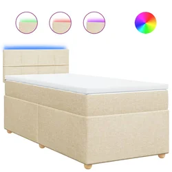 vidaXL vidaXL Box spring postelja z vzmetnico krem 90x200 cm blago, (21291459)