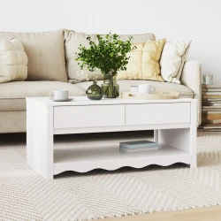 Kava Stol Drammen Bijelo 99 x 55 x 45 cm Čvrsto borovo drvo