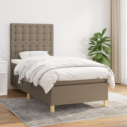 Vidaxl Box spring postelja z vzmetnico taupe 90x200 cm blago
