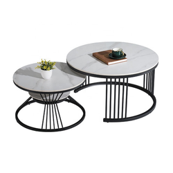 MASTER Stolovi okrugli dekorativni set 2/1 Mramor crni-bijeli 670-WH
