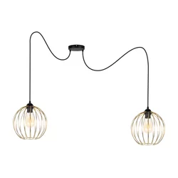 Luster na sajli MATT 2xE27/60W/230V pauk crna/zlatna