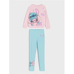 Sinsay - Dvodelna pidžama s printom Stitch - pastelno roze