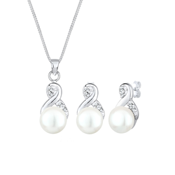 ELLI Set nakita Infinity srebrna/biserno bela