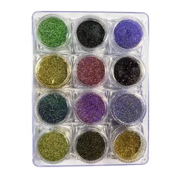 LK Set gliter pigmenata za nokte Holographic, 12 komada, Šareni