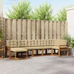 Set vanjskih sofa s jastukom 7 pcs Prirodna i bež
