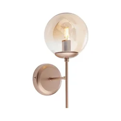 Redo 01-2942 - Zidna svetiljka MUNDI 1xE14/28W/230V bakar/dimljeno staklo