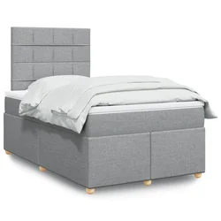 Vidaxl Boxspring postelja z vzmetnico svetlo siva 120x190 cm blago
