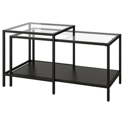 VITTSJÖ Set stočića, 2 kom., crnosmeđa/staklo, 90x50 cm