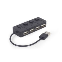 UHB-U2P4-05 Gembird USB 2.0 4-port hub + prekidaci, black