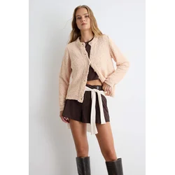 Trendyol Milla ženski duks Cardigan Twoaw27Hi00096, puderasti