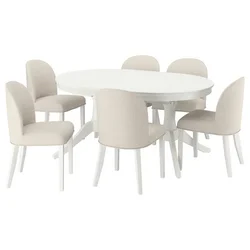 ROSENTORP / ROSENTORP Sto i 6 stolica, bela/Kilanda svetlobež bela, 160/215x110 cm