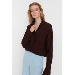 Trendyol Milla Ženski duks Twoaw21Kz0783, Smeđa