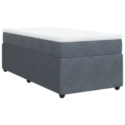 Vidaxl Box spring postelja z vzmetnico temno siva 100x200 cm žamet