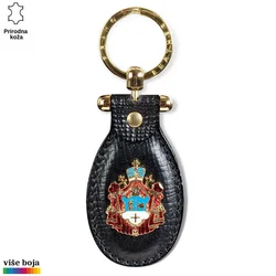 Princ Leather Kožni privezak sa grbom, Crni