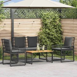 Set vanjskog namještaja 4 pcs Crna i tamno siva