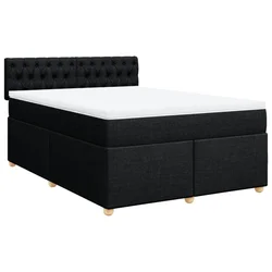 Vidaxl Box spring postelja z vzmetnico črna 160x200 cm blago